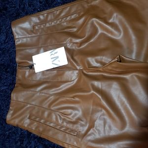 Zahara Faux Suede Western Pants - Brown